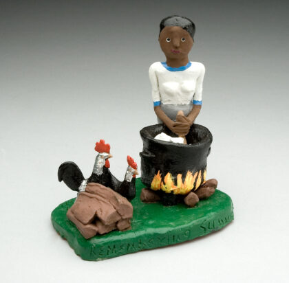 Woman with Cauldron and Chickens