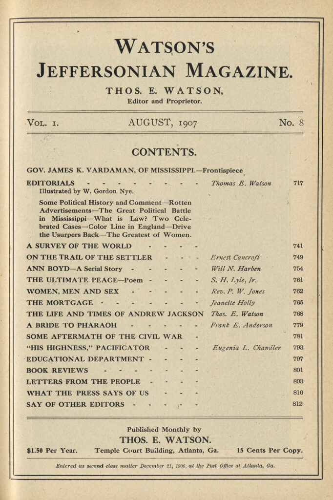 Watson’s Jeffersonian Magazine