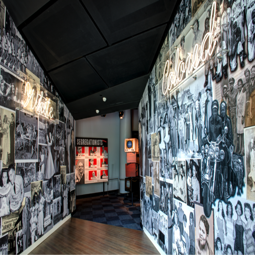 Color photograph of the American civil rights movement exhibit at Atlanta's National Center for Civil and Human Rights.