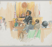 Court sketch of Howard Moore Jr. during the Angela Davis trial
