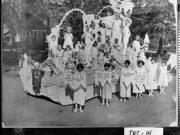 Black and white photograph of WTCU parade float in Bainbridge, Georgia