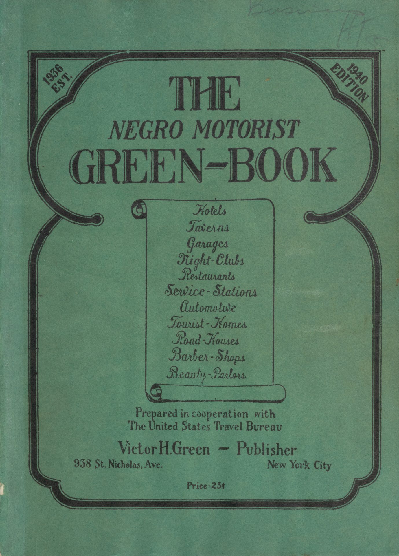 The Negro Motorist Green-Book, 1940 edition