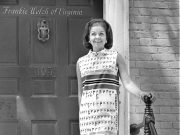 Frankie Welch stands in front of her Duvall House in Alexandria Virginia.
