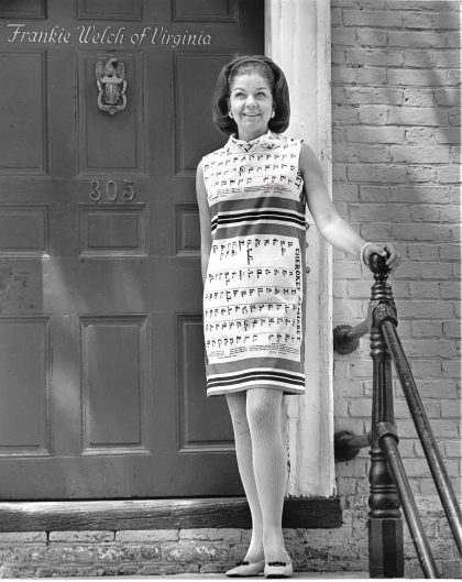 Frankie Welch stands in front of her Duvall House in Alexandria Virginia.