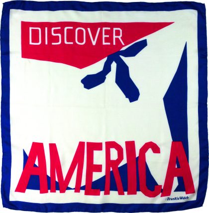 Frankie Welch Discover America scarf, circa 1968, unidentified fabric