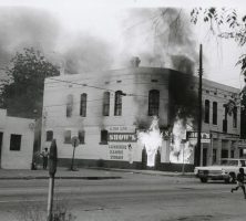 Protestors set a laundromat on fire at during the Augusta Riot