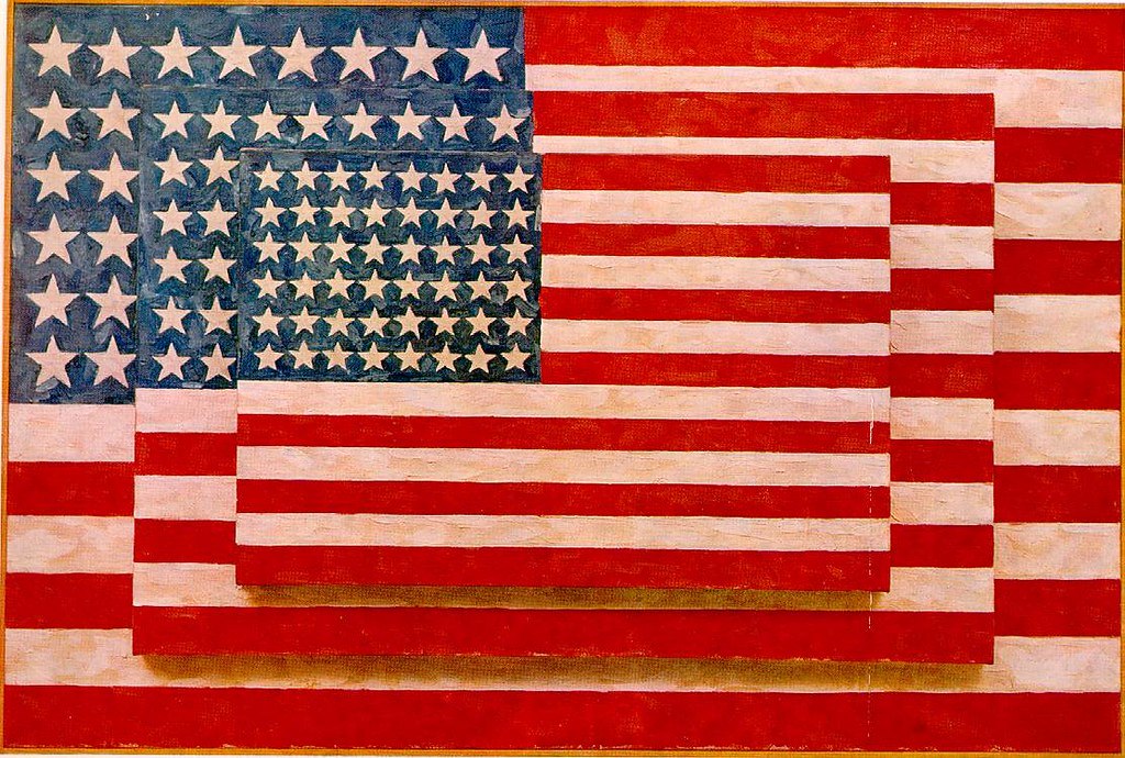 The encaustic painting "Three Flags" (1958), by Jasper Johns.