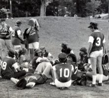 Atlanta Lesbian Feminist Alliance members gather for a softball game