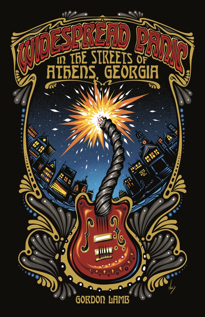 The image depicts the book cover of the UGA Press book, Widespread Panic in the Streets of Athens, GA.